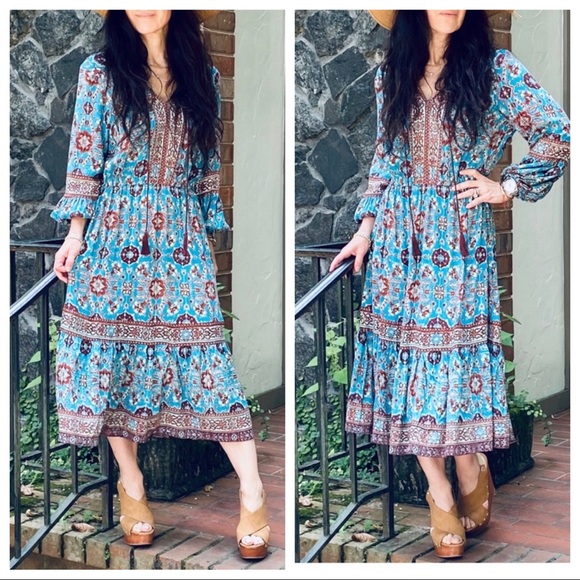 FABULOUS BOHO GYPSY CHIC FLORAL DRESS - Picture 2 of 16